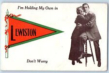 Lewiston Minnesota MN Postcard I'm Holding My Own Couple 1910 Vintage Pennant picture