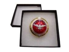 Two Toned Come Holy Spirit Confirmation Red Enamel Pyx With Button Clasp 2 Inch picture