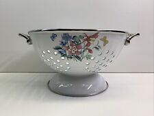 Vintage Metal Colander With Flowers and Butterflies Kitchen Decor picture