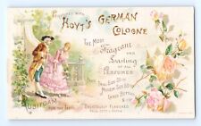 EW Hoyt's German Cologne Trade Card Rubifoam Perfume Fancy Couple Lowell MA VTG picture