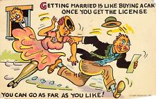 Marriage Humor Postcard Once You Get The License Can Go As Far As You Would Like picture