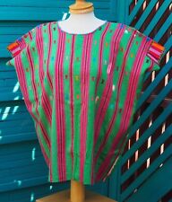 Vintage Mexican Green/Red Stripe Mayan Huipil from Pantelho, Chiapas, Mexico picture
