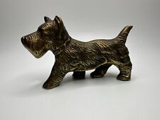 Vintage Made In England Brass Scottish Terrier Dog Paperweight Figure 3.75” picture