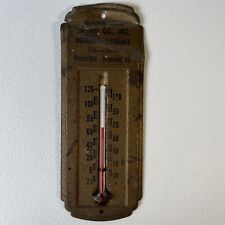 Vintage Rusty Metal Tin Advertising Thermometer Dunning Motor Co. Works picture