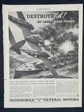 Magazine Ad* - 1943 - Oldsmobile - World War 2 - Japanese ship destroyed picture