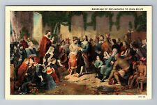 Jamestown VA-Virginia, Marriage Of Pocahontas John Rolfe Vintage Postcard picture