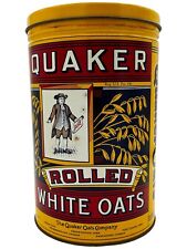 VTG Pure Quaker Oats Metal Tin Canister Rolled White Oats 1984 (1896 replica) picture