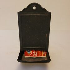 Vintage Antique Kitchen Tin Match Box Holder Wall Mount Black picture