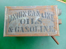Antique UNION CAN LINE OILS & GASOLINE. A. RUGGLES 617 TWENTY THIRD ST W TROY NY picture