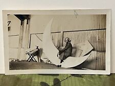 Vintage Woman Sitting On Discarded Paper Moon Snapshot Photo - 1920’s picture