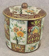 Vintage DAHER England Round Brown Floral Tin Good Condition picture