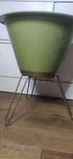 LARGE Vintage Mid Century Planter Metal Hairpin Legs USA Green w Embossed Design picture