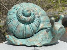 Vintage LARGE Ceramic Snail Sculpture Art Decor Design Green Figure picture