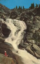 Postcard CA Sequoia National Park Tokopah Falls Cascading Water Woman 1966 picture