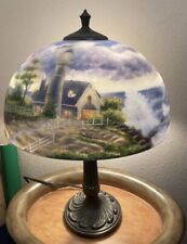Thomas Kinkade Table Lamp A Light In The Storm Reverse Painted 21