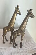 Pair of Large Vintage Brass Giraffe Sculptures | 1960s Hollywood Regency Style picture