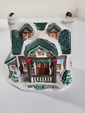 Village House Cobblestone Corners~2003 Green Roof Porch Stoop Snowy Townhouse picture