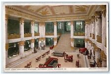 1913 Lobby And Grand Staircase Jefferson Hotel Richmond VA Phostint Postcard picture