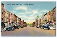 1947 Chicago Street Looking West Classic Cars Coldwater Michigan Posted Postcard picture