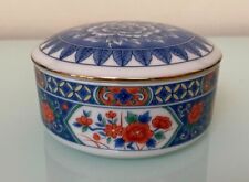 Fabulous VTG Tiffany & Co Porcelain Trinket Dish Box Blue & Red floral flowers picture
