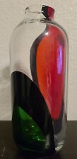 Dale Tiffany FAVRILE Hand Blown Art Glass 1960’s Vase 10” Red Green Clear Black picture