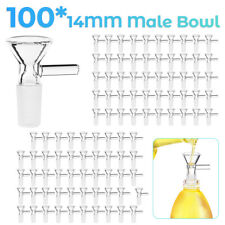 100PC 14MM Male Glass Bowl For Water Pipe Hookah Bong Replacement Head - PREMIUM picture