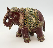 Wood Carved Vintage Elephant Figure picture