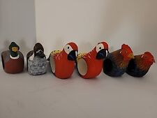 wooden animal napkin rings 2 Ducks 2 Parrots 2 Hens Made in the Philippines  picture