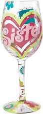 Designs by Lolita “Sister BFF” Hand-painted Artisan Wine Glass, 15 oz picture