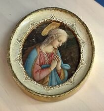 Vintage Italian Florentia Gilt Wood Oval Frame Hand Made Italy Lippet Madonna picture