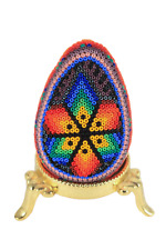 Huichol Indigenous Mexican Wixarika Beaded Egg Tribal Folk Art Easter Christmas picture