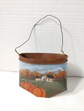 Prim Wall Pocket Fall Autumn Hand Painted Tole Metal Rusted Country Farmcore picture