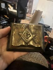 Vintage Holy Bible Masonic  Brass? Paperweight picture