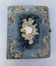 Antique Victorian Velvet & Silver Plate Picture Photo Album picture