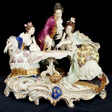 GERMAN MEISSEN VOLKSTEDT CHESS PLAYERS WITH ROYAL CROWN. MUSEUM QUALITY FIGURAL. picture