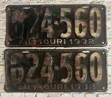 1932 Missouri License Plate Matched Set / Pair 624-560 picture