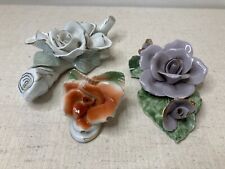 Vintage Romanian Porcelain Flower Figurines- set of 3 picture