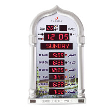 AL-FAJIA Digital Azan Athan Prayer LED Wall Clock for USA Home Office - Silver picture
