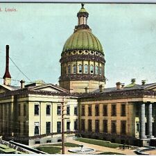 c1900s UDB St. Louis, MO Court House Handmade Mica Glitter Telegraph Line A186 picture
