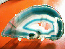NICE HUGE Brazilian BLUE Agate Slab QUARTZ CRYSTAL Rock Slice Stone, Brazil picture