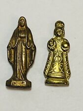 Antique Pocket Shrine Statues Infant Of Prague & Our Lady Of Immaculate  Concept picture