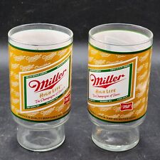 Vintage Miller High Life Beer Advertising Bar Glasses - NOS - Matched Pair Of 2 picture