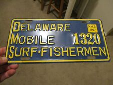 A+ RARE 1997 DELAWARE MOBILE SURF FISHERMAN BEACH FISHING LICENSE PLATE # 1320 picture
