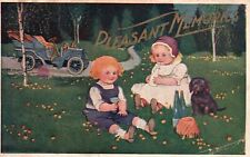 Vintage Postcard 1920's Pleasant Memories Childhood Playmates Picnic picture