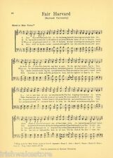 HARVARD UNIVERSITY Original School Song Sheet c1927 
