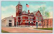 Antique Postcard 1913 Oshkosh Wisconsin Post Office A21 picture