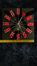 Vintage Las Vegas Souvenir Wall Clock Black Lucite Red Casino Dice. picture