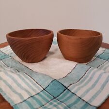 Vintage Teak Wood Bowls Pair (2) Made In Thailand Serving Salads Dips 2.5