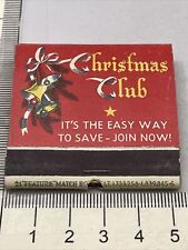 Rare Front Strike Feature Matchbook Christmas Club  N. Ave. Federal Savings gmg picture
