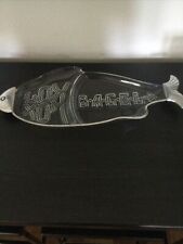 Vintage FISH SERVING PLATTER / TRAY Lucite Aluminum Lox Bagels X07 picture